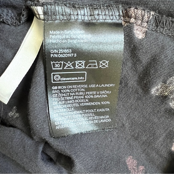 H&M Kids Butterfly Print Ruffle Sleeve Cotton Dress Black Silver Pink Sz 6X /7 - Picture 6 of 7